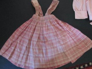 ANTIQUE VINTAGE,  26 inch DOLL OUTFIT GINGHAM SKIRT,  BLOUSE,  UNDERSKIRT,  JACKET 3