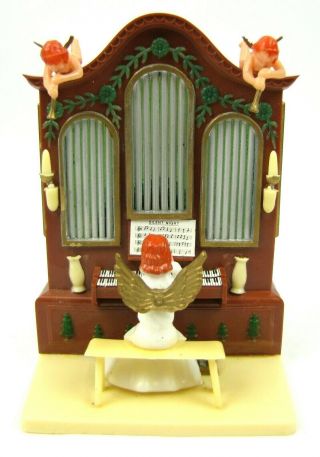 Vintage Musical Angel Playing Organ Silent Night Song Hong Kong Music Box