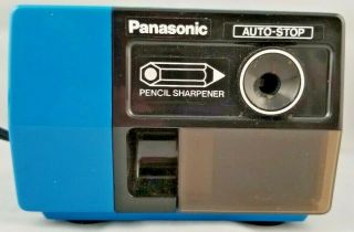 Panasonic Kp - 123 Pencil Sharpener Vintage Blue Auto - Stop Shavings Drawer