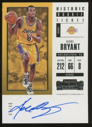2017 - 18 Contenders Historic Rookie Ticket Kobe Bryant Lakers Auto /49