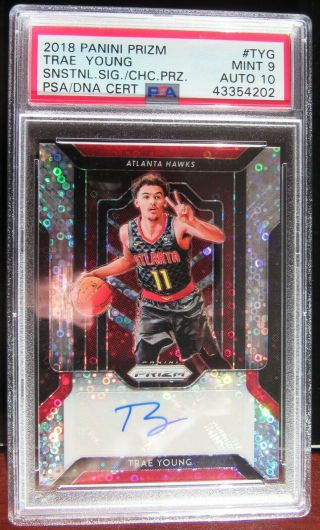 2018 Trae Young Psa Dna 10 Prizm Red Silver Auto/autograph Rc Rare Ssp