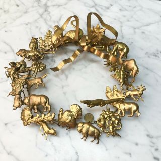 Vintage Dresden Petites Choses Brass Wreath All Seasons 10 " Great Shine