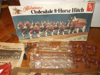 Vintage Budweiser Clydesdale 8 Horse Hitch Model Kit - Aging,  Wear To Box,  Some Asse