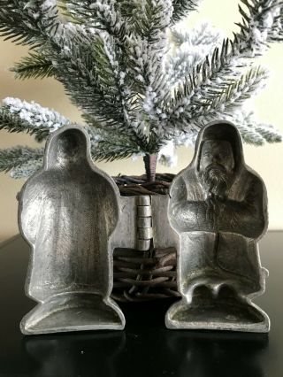 Antique Vintage Pewter Santa Claus Ice Cream Or Butter Mold