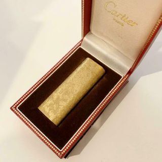 Vintage Cartier Gas Lighter Swiss Made Gold Mosaic Pattern