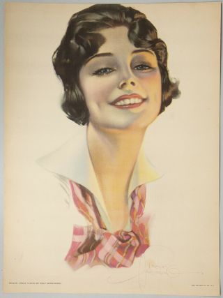 Rare Vintage 1920s Rolf Armstrong Early Pin - Up Print Brunette Beauty " Smiles "