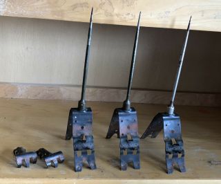 3 Antique Vintage Lightning Rods 10 1/2” & Bracket 5” Small Bldg/shed