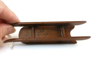 Miniature dollhouse hand crafted wooden sled,  artisan signed D2E,  estate,  1:12 3