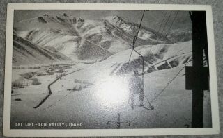 Vintage Postcard - Ski Lift - Sun Valley,  Idaho - Rppc Skiing -