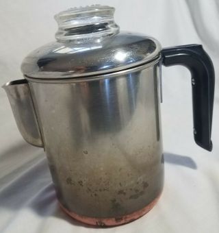 Vintage Revere Ware Stove Top 1801 Coffee Percolator Copper Clad Pot 4 - 6 Cup K8