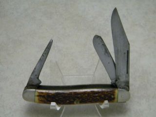 Vintage Pal Cutlery Co Usa Bone Punch Stockman Knife C.  1945 - 1953