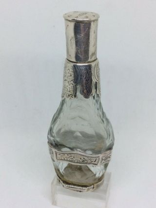 c1790 Georgian Cut Glass Solid Silver Double End Scent Perfume Patch Box Bottle 3