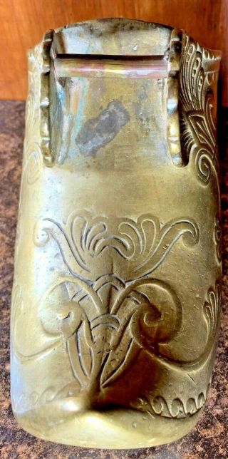 1 Antique Spanish Conquistador Stirrup Solid Brass 1800s Flowers & Shells 3