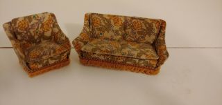 Lundby Doll House Vintage Floral Sofa And Chair