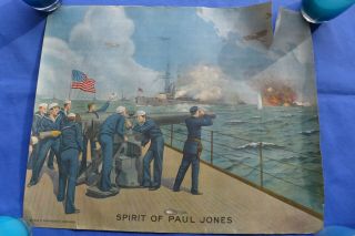 Vintage 1918 Wwi E.  G.  Renesch Spirit Of Paul Jones Patriotic Print Ww1