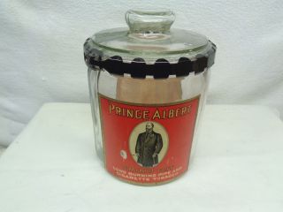 Antique Prince Albert Glass Crimp Cut Tobacco Jar
