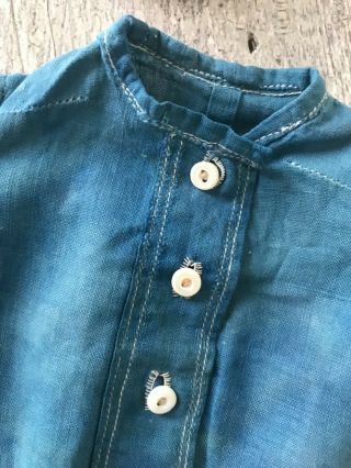 Aafa Early Primitive Prairie Farm Childs Rag Doll Blue Tick Shirt And Shirt Set