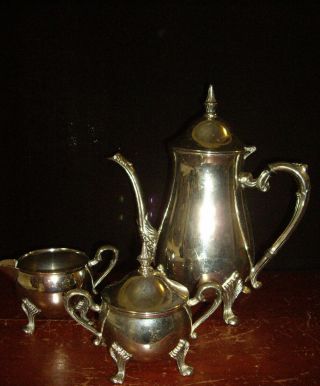 Sheridan Taunton Silversmiths Silverplate Vintage Tea/coffee Pot Set Of 3