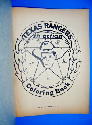 VINTAGE 1958 UN - COLORING BOOK - TEXAS RANGERS IN ACTION 2