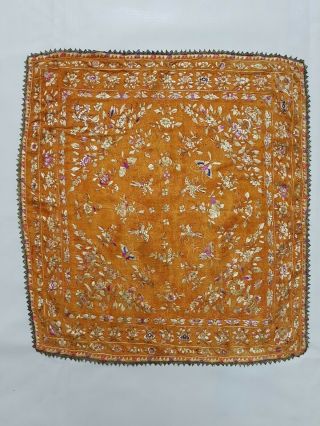 Antique Chinese Silk Hand Embroidered Wall Hanging Panel 49x45cm