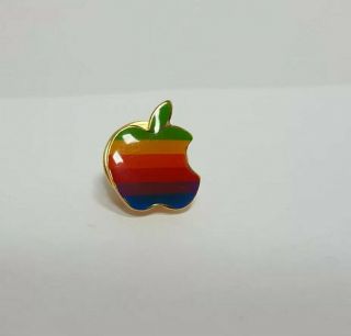 Vintage Apple Macintosh Lapel Pin Pinback Lapel Rainbow 1980s Collectible