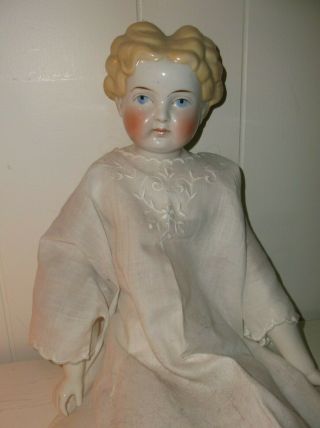 Antique China Head Doll 1860s/1870s 25 " China Arms/legs Blonde Hertwig? Euc