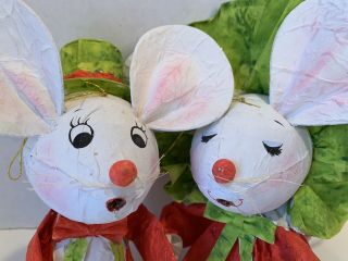 Fun Vintage Paper Maché Mice.  Tiawan.  Great Colors For Christmas.