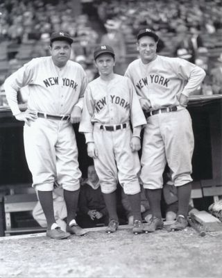 Babe Ruth,  Lou Gehrig With Bat Boy 8x10 Photo York Yankees