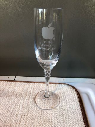 Vintage Apple Computer 1987 Logo Crystal Wine Glass 10 Year Employee Anniversary