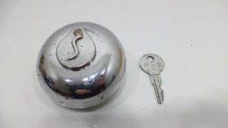 Vintage Studebaker Fuel Tank Locking Gas Cap With Key Stant Chrome " S "