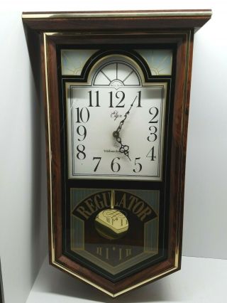 Vtg Antique Elgin Westminster Chime Regulator Pendulum Wood Wall Clock
