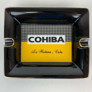 Cohiba Cuba Cigar Ashtray Gold Black La Habana Havana White Ash Vintage Euc