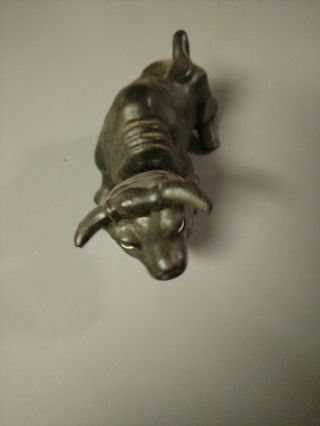 Vintage Ceramic Black Bull Figurine Bobble Head.  Very Rare.  Nodding Head