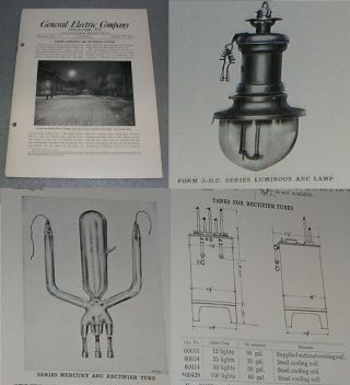 Antique General Electric Ge Luminous Arc Street Lights Lamps Rectifier Book 1908
