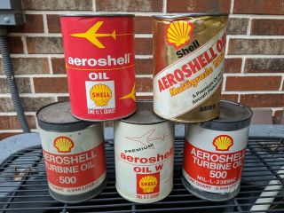 Vintage Aeroshell - Shell Aviation Oil Cans - 1 Quart Cans