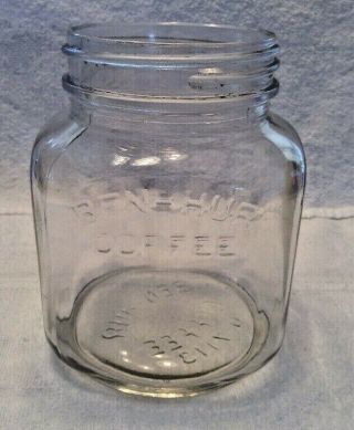 Antique/vintage Clear Glass Ben Hur Coffee Jar No Lid - Pre - Owned/used Hazel Atlas