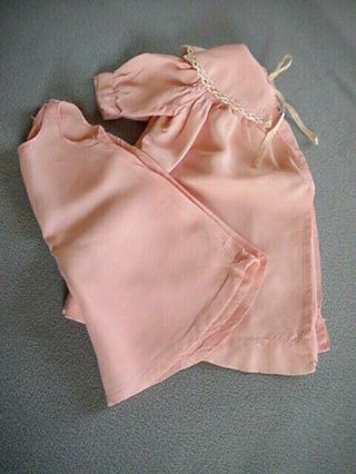 Vintage Pink Satin Baby Doll Gown/robe With Matching Slip