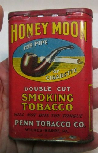 Vintage 1920 ' s Honey Moon Pocket Tobacco Tin 2