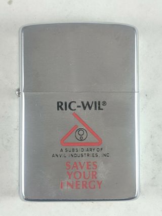 Vintage 1975 2 - Color Zippo Lighter With Ric - Wil Advertisement In