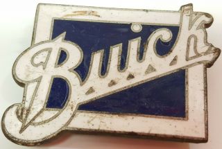Vintage Buick Brass & Porcelain Enamel Radiator Badge Emblem 1920 
