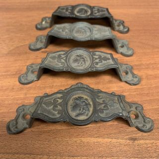 Antique Vintage Ornate Cast Iron Eastlake Drawer / Bin Pull Victorian