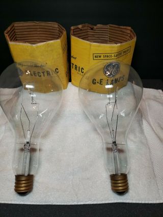 2 Large Vintage General Electric 1000 Watt Light Bulbs Lamps