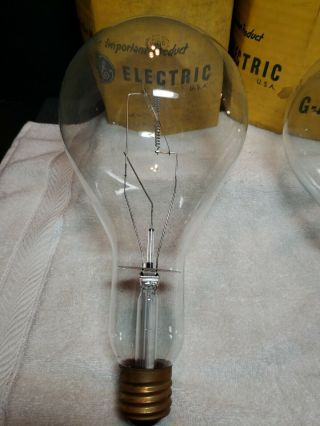2 Large Vintage General Electric 1000 Watt Light Bulbs Lamps 2