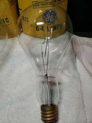 2 Large Vintage General Electric 1000 Watt Light Bulbs Lamps 3