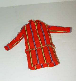 Estate Old Vintage Mod Barbie Doll Jacket Coat Dress ? W/ Gold Chain Belt