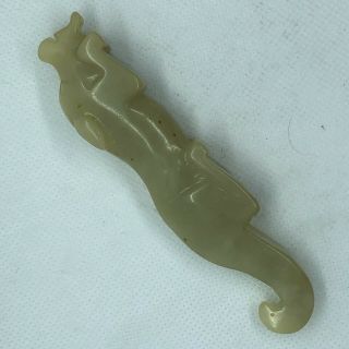 Antique Chinese Nephrite Jade Jaguar Carving Post - Ming Dynasty Traditional Asian