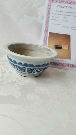 Antique Chinese Blue & White Porcelain Incense Burner Pot C.  O.  A.
