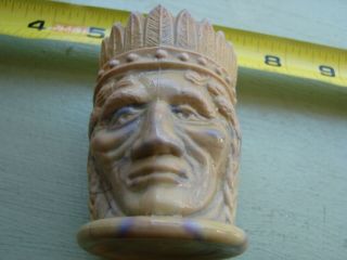 Vintage Toothpick Holder Native American Joe St.  Clair Carnival Glass
