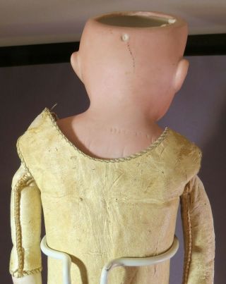 Old Antique GERMAN Germany Doll BISQUE Head Leather Body BLUE Eyes 3