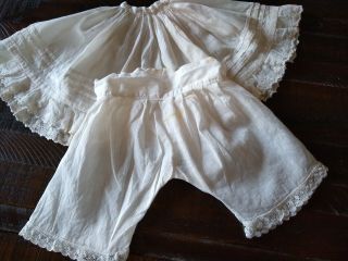 Antique Vintage Doll Lace Pantaloons Slip Skirt Primitive Clothes
